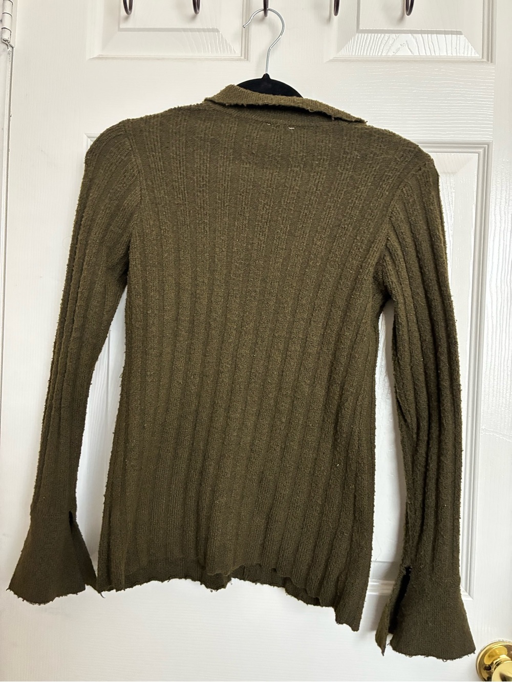 Princess Polly Olive Ribbed Button-Up Cardigan - Picture 2 of 4